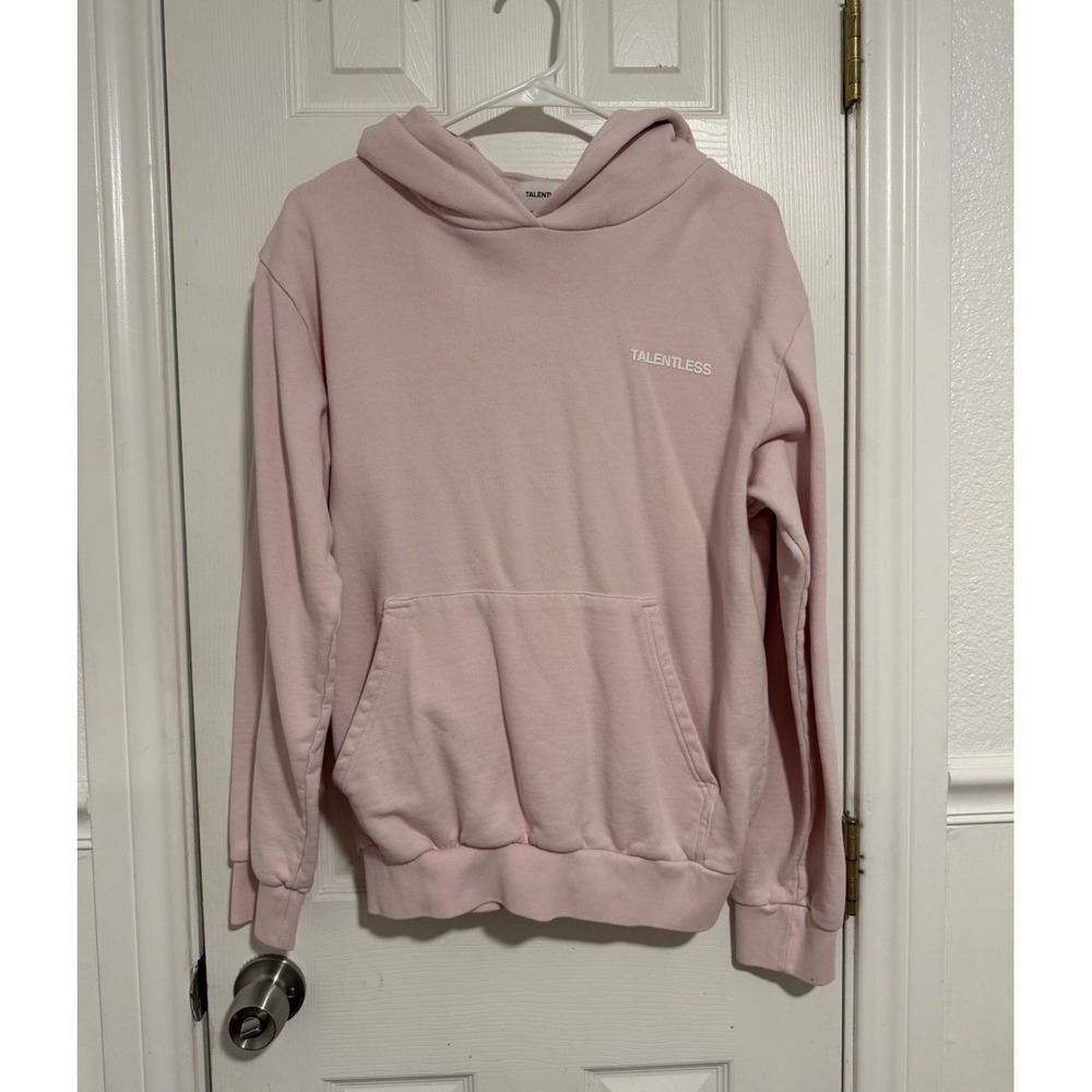 Talentless Pink Fleece Pullover Hoodie, Hooded Pockets Logo, Women's S